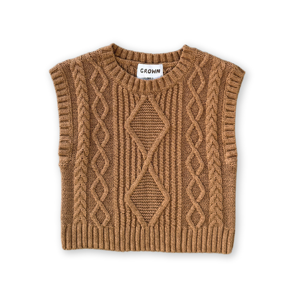 Chunky Cable Knit Vest - Toast
