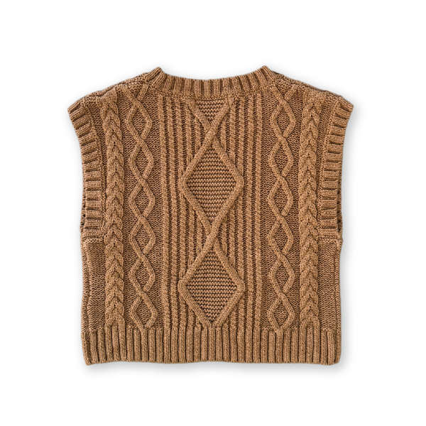 Chunky Cable Knit Vest - Toast