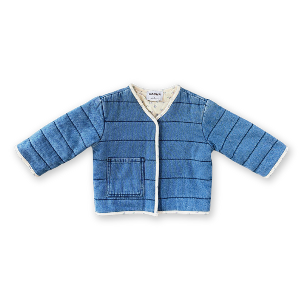 Quilted Reversible Jacket - Denim & Garden