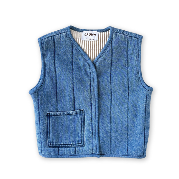 Quilted Reversible Vest - Denim & Paint