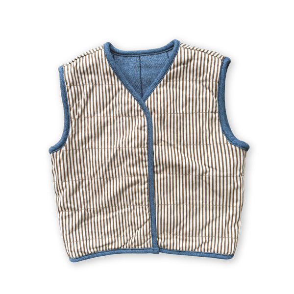 Quilted Reversible Vest - Denim & Paint