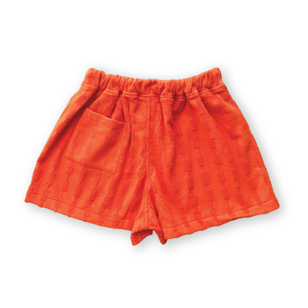 Grown Ladies Terry Shorts - Blocks Rosso