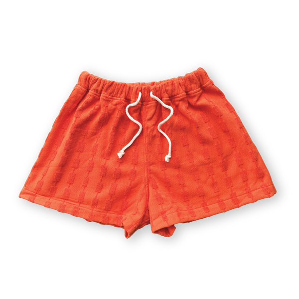 Grown Ladies Terry Shorts - Blocks Rosso