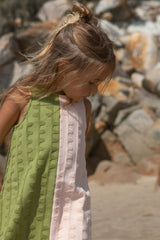 Terry Towelling Flow Dress - Leaf/Peachy