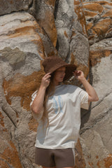 Ladies Organic Sardine Embroidered Tee - Milk