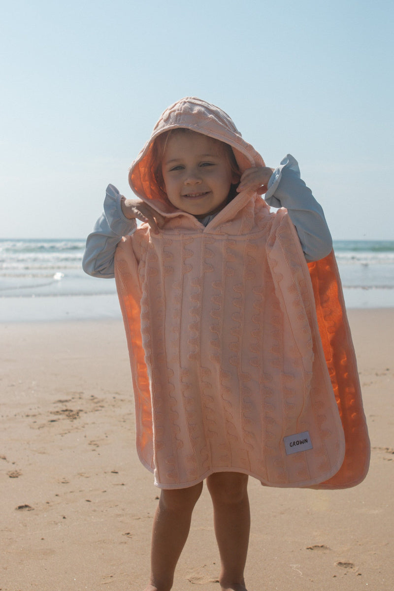 Terry Towelling Flow Poncho - Peachy