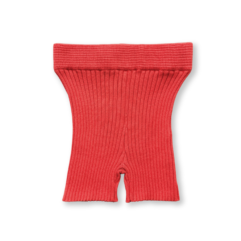 Grown Ribbed Bike Short - Port Red