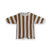 Organic Vertical Stripe Knit Romper - Grey Marle & Brownie