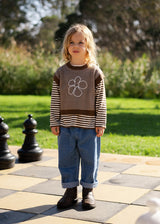 Organic Fields Embroidery Knit Vest - Espresso