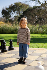 Organic Essential Stripe LS Knit Tee - Espresso