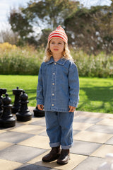 Organic Striped Pixie Rib Beanie - Sauce