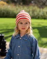 Organic Striped Pixie Rib Beanie - Sauce
