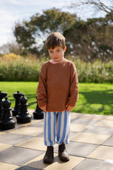 Organic Milano Stripe Knit Pant - Cobalt Ice