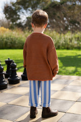 Organic Milano Stripe Knit Pant - Cobalt Ice