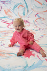 Organic Knit Zipper Starsuit - Bright Sorbet