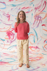 Organic Denim Wild Flower Embroidery Pant - Milk