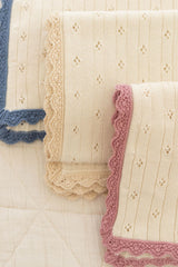 knit blanket | pointelle - milk & blue jay