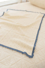 knit blanket | pointelle - milk & blue jay