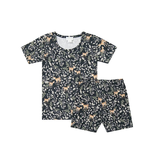 Jamie Kay Organic Cotton Modal Daisy Remi Pyjama Short Sleeve Set - Deer Berries Ink