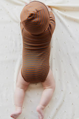 Jamie Kay Organic Cotton Modal Long Sleeve Bodysuit - Narrow Stripe Ginger
