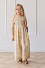 Arabella Jumpsuit - Gingham Pale Khaki