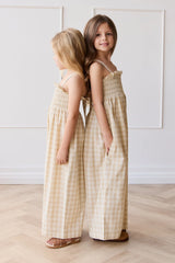 Arabella Jumpsuit - Gingham Pale Khaki
