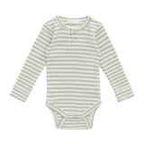 Organic Cotton Modal Long Sleeve Bodysuit - Slim Stripe Raindance/Cloud