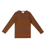 Jamie Kay Organic Cotton Modal Long Sleeve Henley - Narrow Stripe Ginger