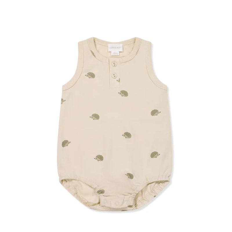 Jamie Kay Pima Cotton Noah Playsuit | Henry Hedgehog Birch