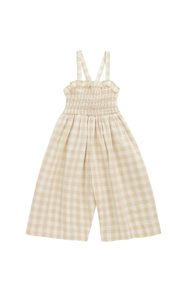 Arabella Jumpsuit - Gingham Pale Khaki