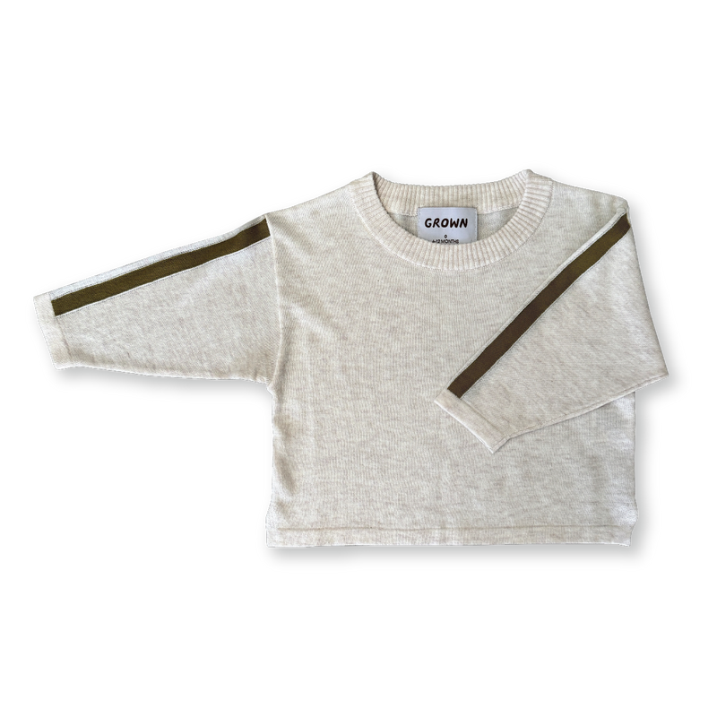 Grown Long Sleeve Stripe Tee - Coconut