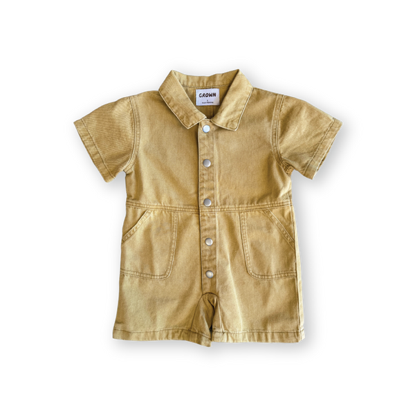 Organic Summer Short Boilersuit - Mustard