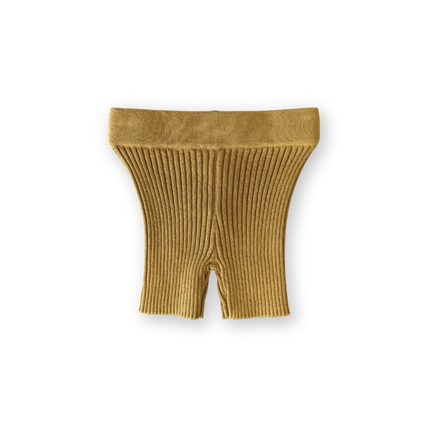 Organic Knitted Rib Bike Shorts - Mustard
