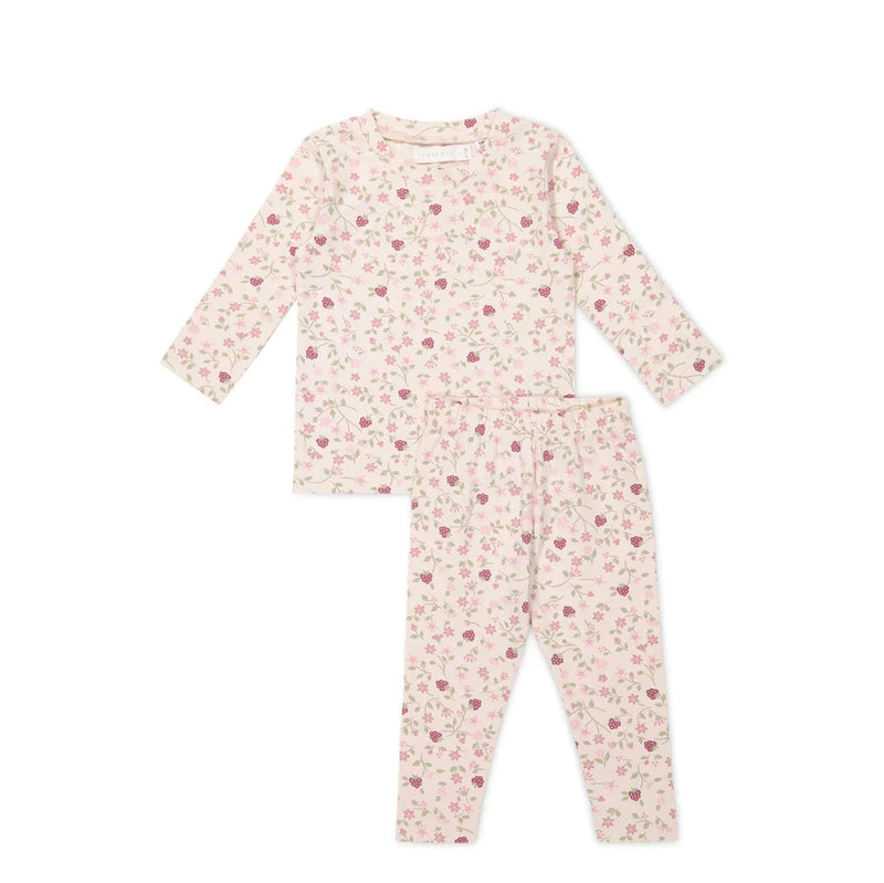 Jamie Kay Organic Cotton Modal Atlas Pyjama Set Long Sleeve - Berry Cream Adaline Berries