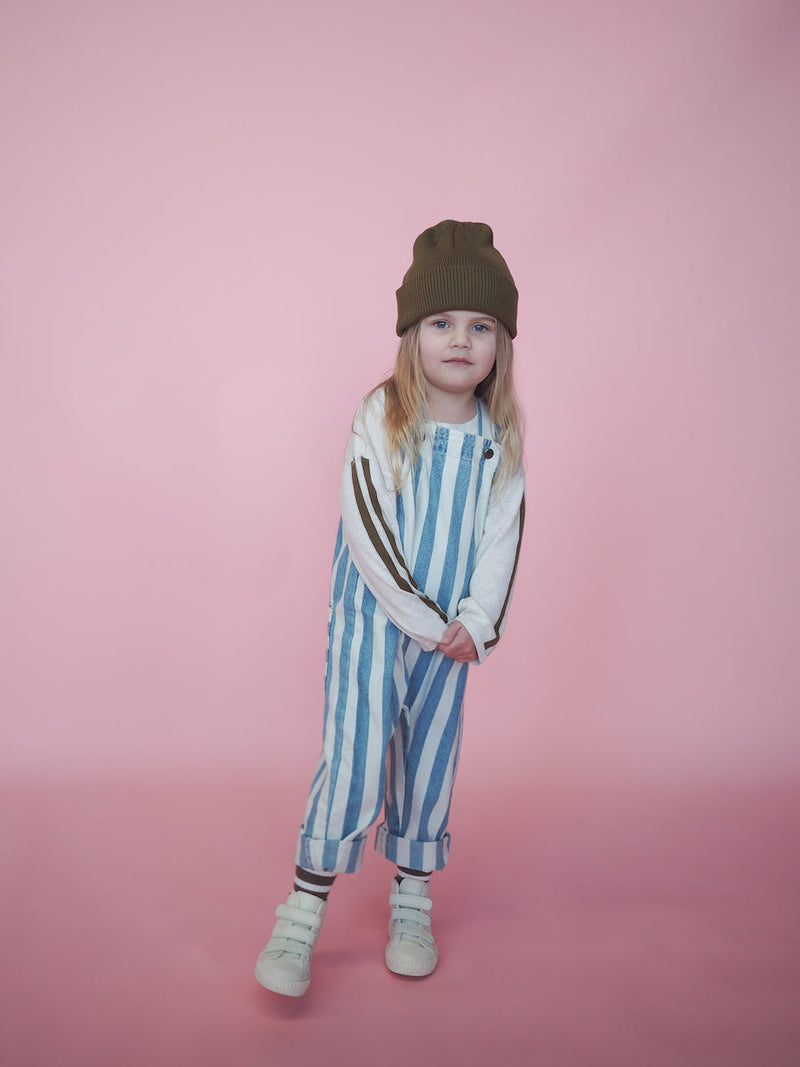 Grown Denim Stripe Overalls