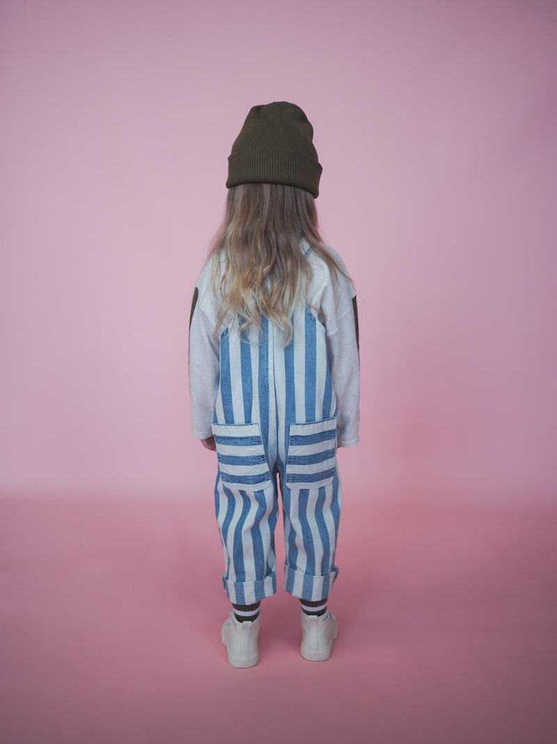 Grown Denim Stripe Overalls