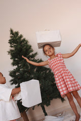 Plaid Ruffle Dress- Red