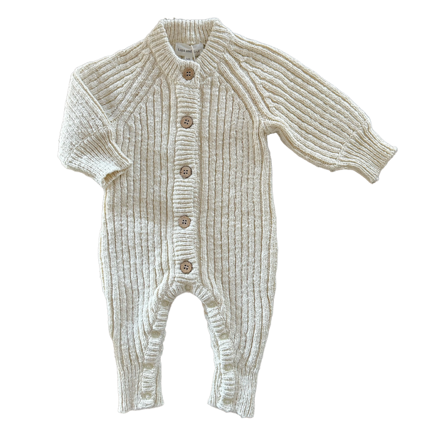 Ribbed Knit Romper | Textured Vanilla