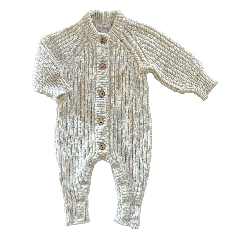 Ribbed Knit Romper | Textured Vanilla