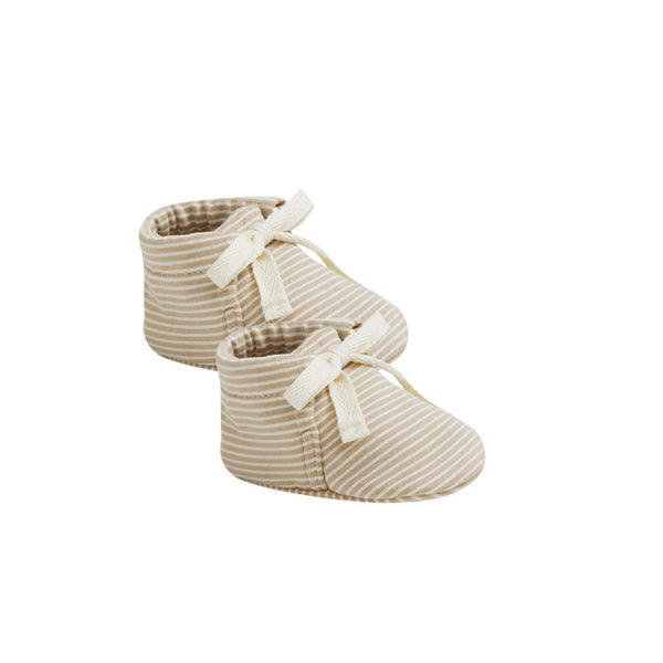 Quincy Mae Baby Booties | Latte Micro Stripe