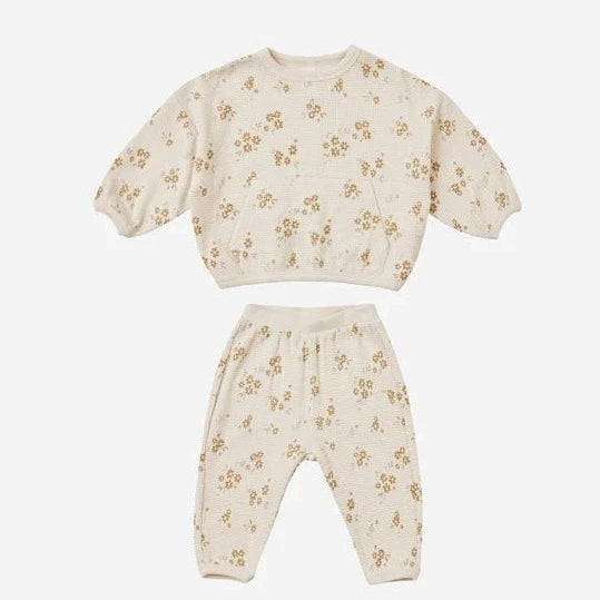 Quincy Mae Waffle Slouch Set || Honey Flower