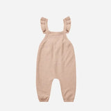 Quincy Mae Pointelle Knit Overalls || Blush