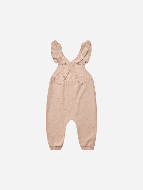 Quincy Mae Pointelle Knit Overalls || Blush
