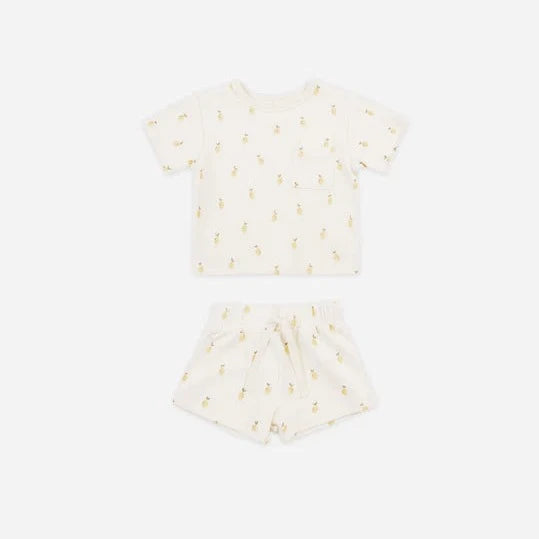 Quincy Mae Boxy Pocket Tee and Short Set - Lemons Quincy Mae Boxy Pocket Tee and Short Set - Lemons