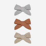 Quincy Mae Bow Clips Set Of 3 || Periwinkle, Clay, Oat