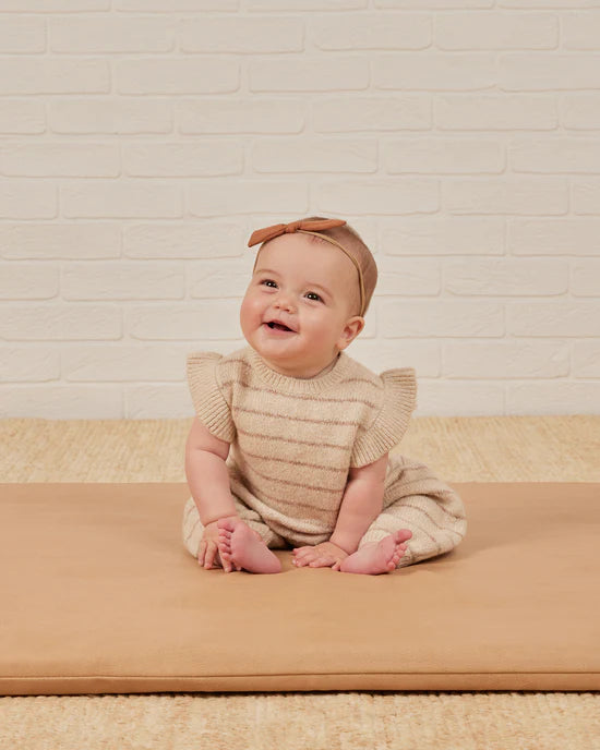 Quincy Mae Mira Knit Romper || Heathered Oat Stripe