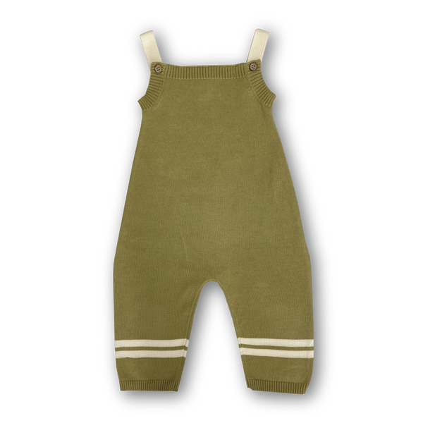 Grown Knitted Stripe Overalls - Sage