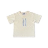 Organic Sardine Embroidered Tee - Milk