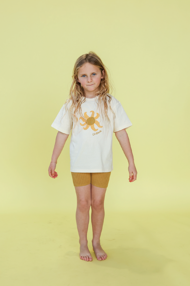 Organic Knitted Rib Bike Shorts - Mustard
