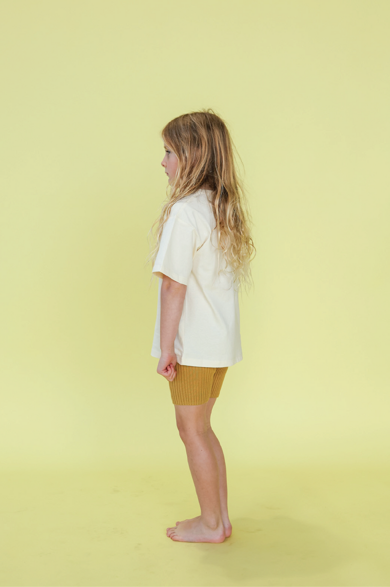 Organic Knitted Rib Bike Shorts - Mustard